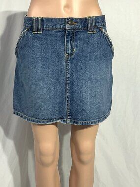 Vintage Old Navy Size 10 Low Waist Jean Skirt Womens Denim 100% Cotton Carpenter
